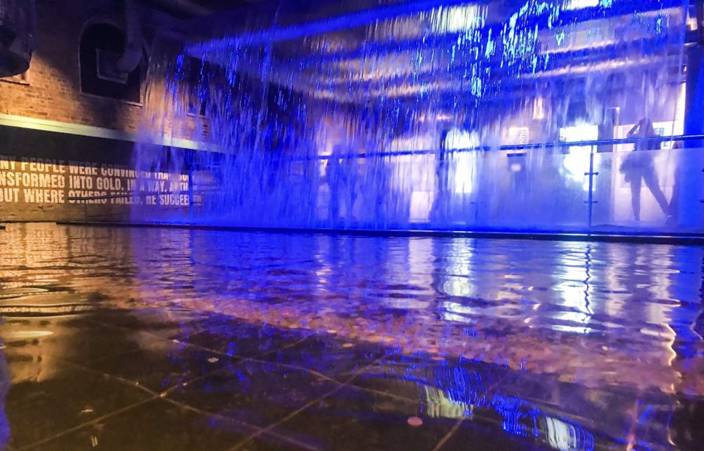 Waterfall in the exhibit about the ingredients used in the brewing process  