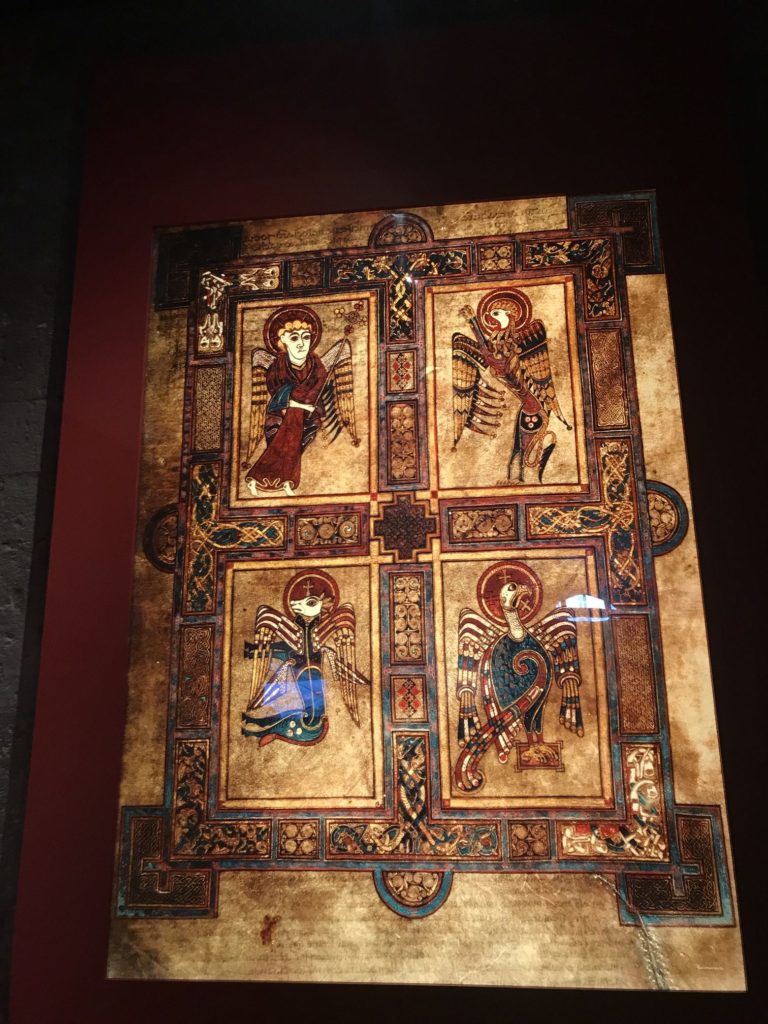 Image showing the highly decorated pages of the Book of Kells 