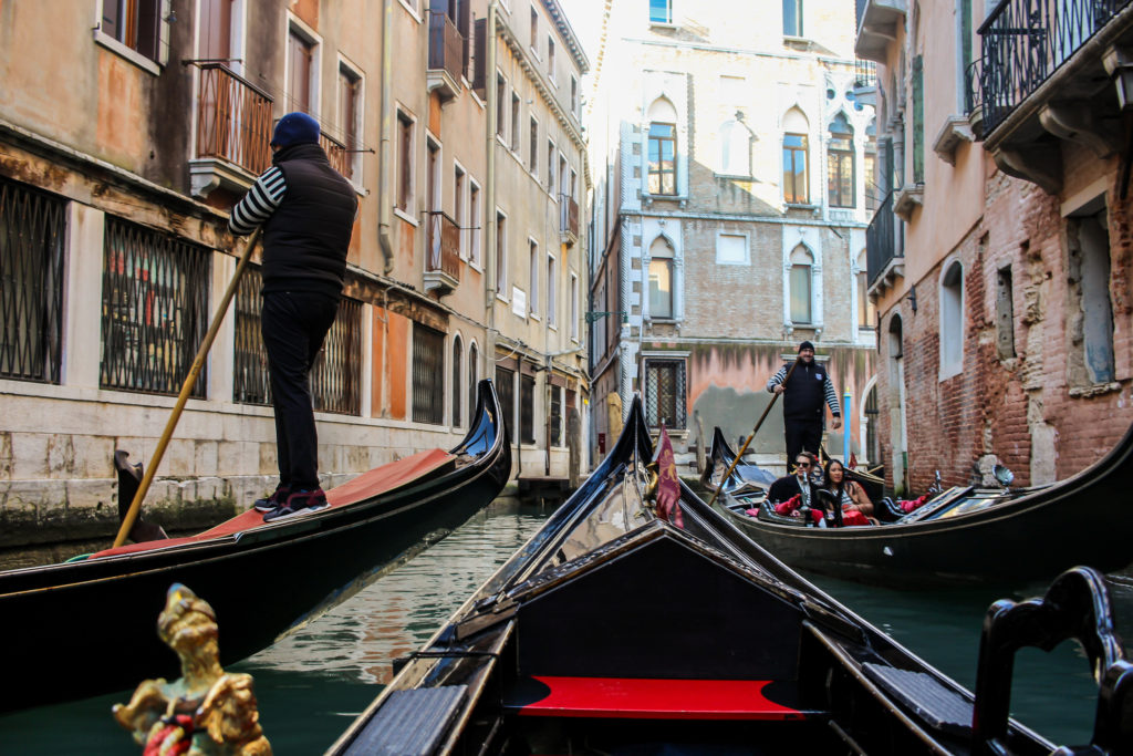 Gondola traffic on the canals 